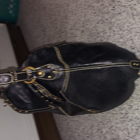 Maxx New York Black croc embossed studded leather shoulder bag - Picture 11 of 16